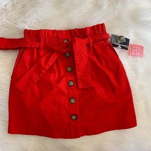 Red button up skirt with tie